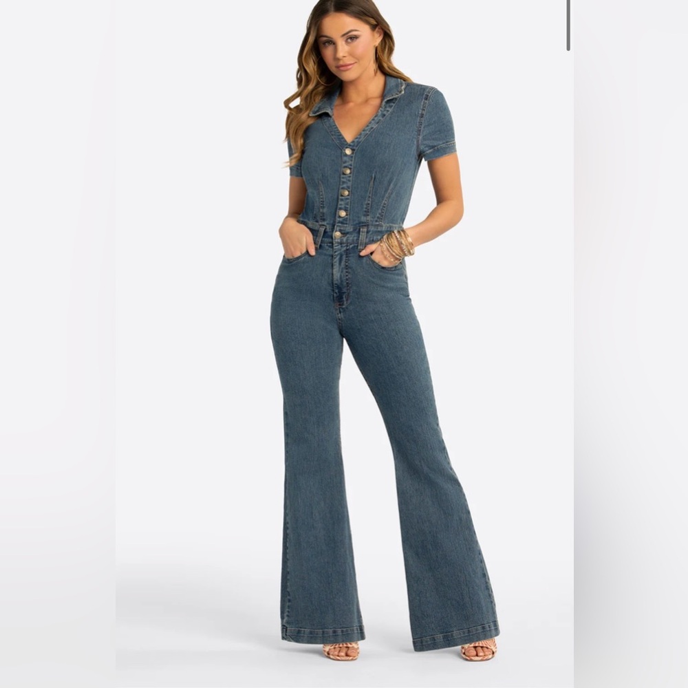 NWT S JS Jessica Simpson Womens Short Sleeve Jumpsuit
